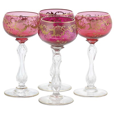 Lot 533 - Set of Ten Gilt Decorated Hock Glasses Each...