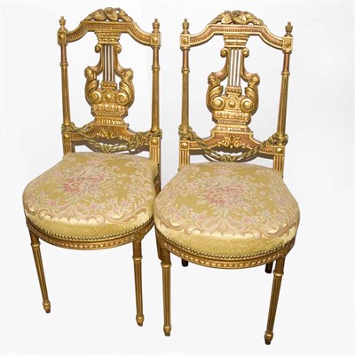 Lot 1407A - Pair of Louis XVI Style Gold Painted Salon...