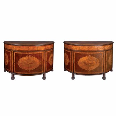 Lot 449 - Pair of George III Style Mahogany, Satinwood...