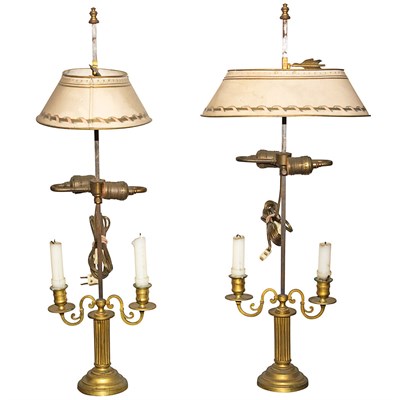 Lot 438 - Pair of Louis XVI Style Gilt-Bronze Two-Light...