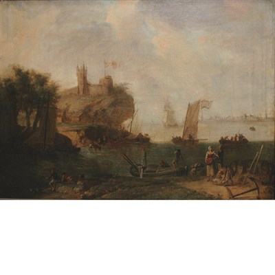 Lot 81 - Follower of Joseph Vernet Ferryboat with...