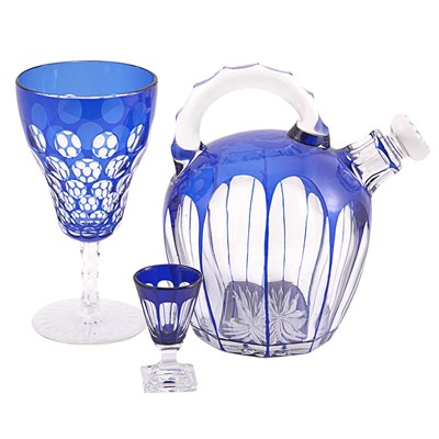 Lot 435 - Group of Bohemian Style Overlay Glass Drinking...