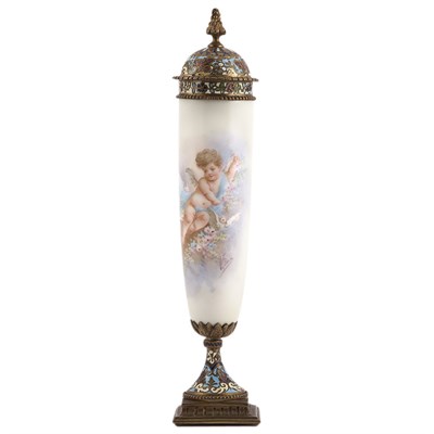Lot 331 - French Bronze Mounted Champleve Enameled...