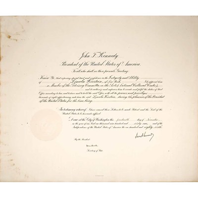 Lot 78 - KENNEDY, JOHN FITZGERALD Printed document...