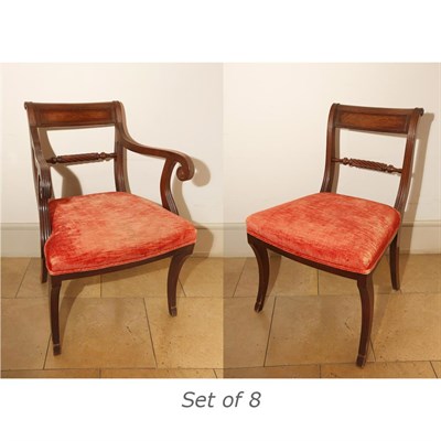 Lot 307 - Set of Eight Regency Style Mahogany Dining...