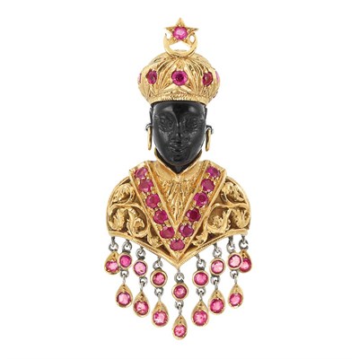 Lot 473 - Gold, Ruby and Blackamoor Clip, Nardi
