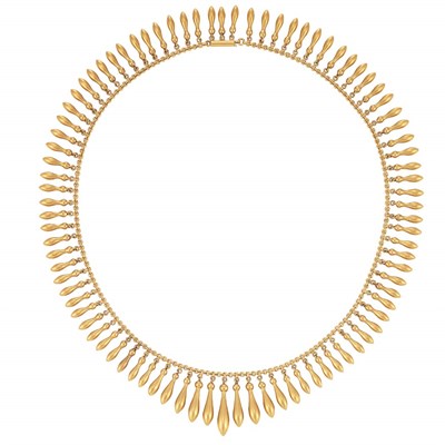 Lot 353 - Etruscan Revival Gold Fringe Necklace