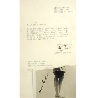 Lot 70 - EARHART, AMELIA Typed letter signed ("A.E."),...