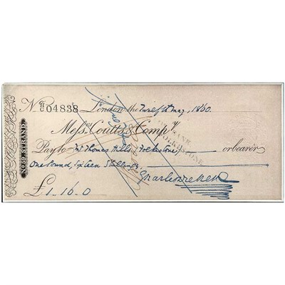 Lot 68 - DICKENS, CHARLES Autograph check signed and...