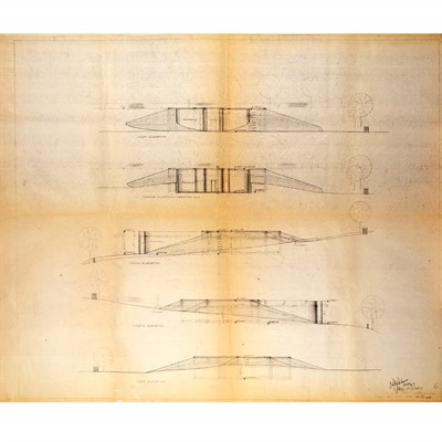 Lot 74 - JOHNSON, PHILIP An archive of four blueprints...