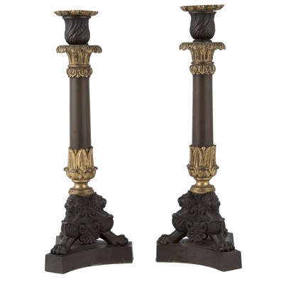 Lot 527 - Pair of Empire Gilt and Patinated-Bronze...