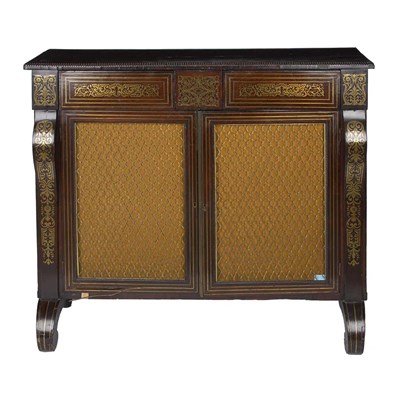 Lot 515 - Regency Brass Inlaid Rosewood Side Cabinet...