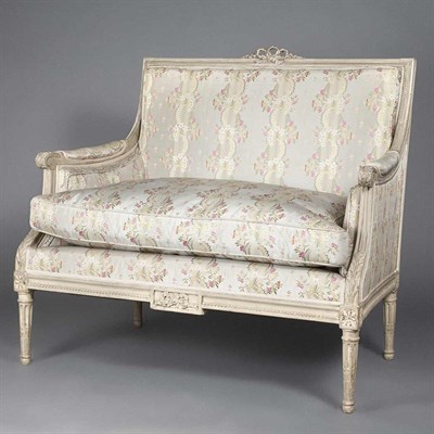 Lot 600 - Pair of Louis XVI Style Painted Bergeres a la...