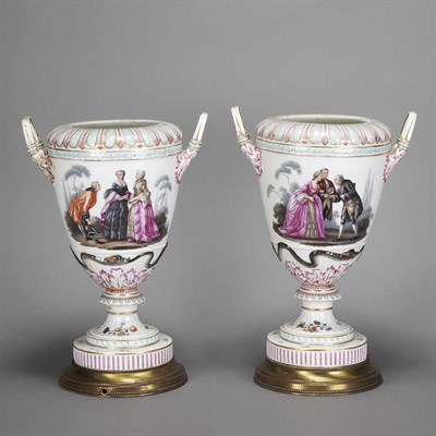 Lot 363 - Pair of Sevres Style Metal Mounted Hand...