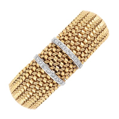 Lot 118 - Woven Gold and Diamond Bracelet-Watch