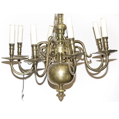 Lot 473 - Dutch Baroque Style Brass Six-Light Chandelier...