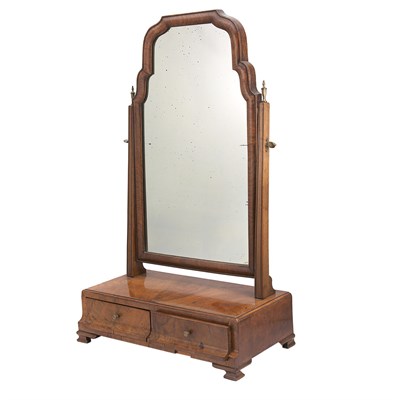 Lot 307 - George II Walnut Shaving Mirror The arched...