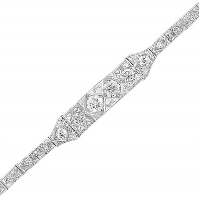 Lot 258 - White Gold and Diamond Filigree Bracelet