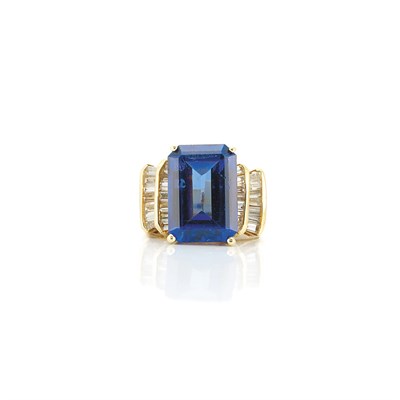 Lot 737 - Gold, Tanzanite and Diamond Ring