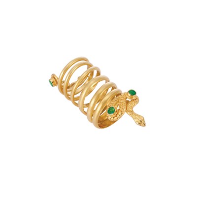 Lot 322 - High Karat Gold and Emerald Snake Ring, Zolotas