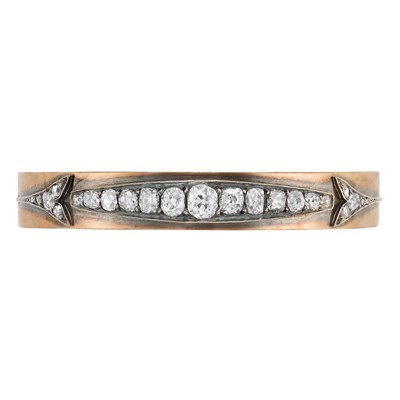 Lot 106 - Antique Gold, Silver and Diamond Bangle Bracelet