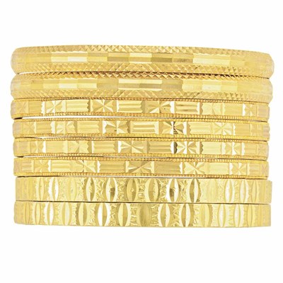 Lot 14 - Eight High Karat Gold Bangle Bracelets
