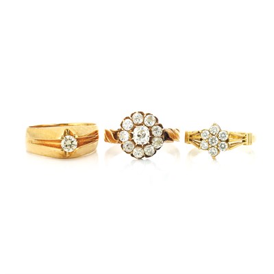 Lot 745 - Three Gold and Diamond Rings