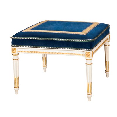 Lot 496 - Louis XVI Painted and Parcel Gilt Taboret Late...
