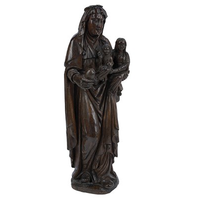 Lot 116 - Continental Walnut Figural Group Spanish,...