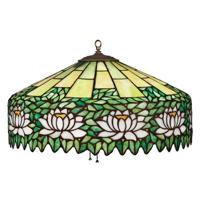 Lot 487 - American Art Nouveau Leaded Glass Lotus...