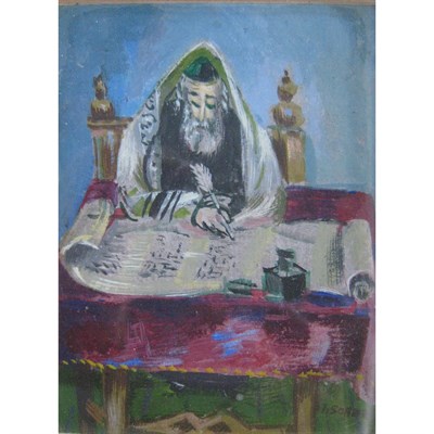 Lot 76 - Ilya Schor American, 1904-1961 Rabbi and At...