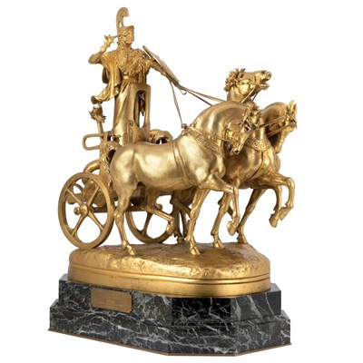 Lot 371 - French Gilt-Bronze Equestrian Group Titled Le...