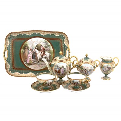 Lot 109 - Austrian Gilt Decorated Porcelain Tete a Tete...