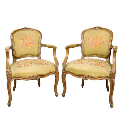 Lot 622 - Pair of Louis XV Style Carved Mahogany...