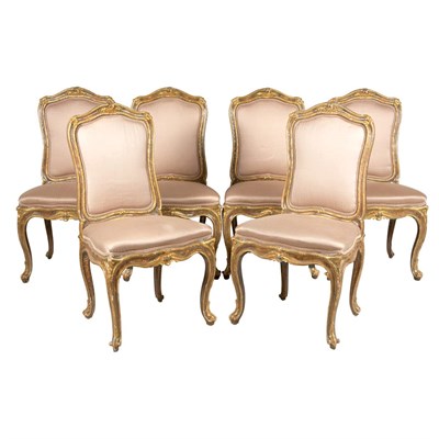 Lot 125 - Set of Six Italian Rococo Style Gilt-Wood...