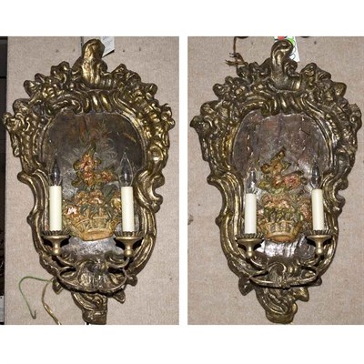Lot 418 - Pair of Venetian Style Painted Composition Two-...