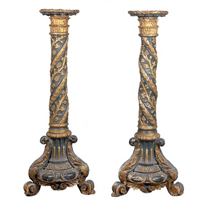 Lot 207 - Pair of Italian Baroque Style Painted and...