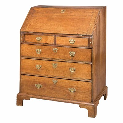 Lot 475 - George III Oak Slant Front Desk Late 18th...