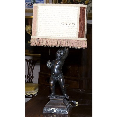 Lot 433 - Neoclassical Style Bronze Putto-Form Lamp...