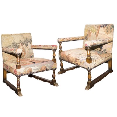 Lot 194 - Pair of Renaissance Style Tapestry Upholstered...