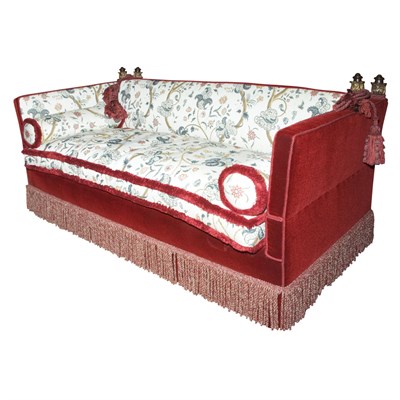 Lot 338 - Knoll Mahogany Upholstered Sofa Length 6 feet...