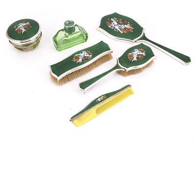 Lot 234 - Australian Art Deco Guilloche Green Enameled...