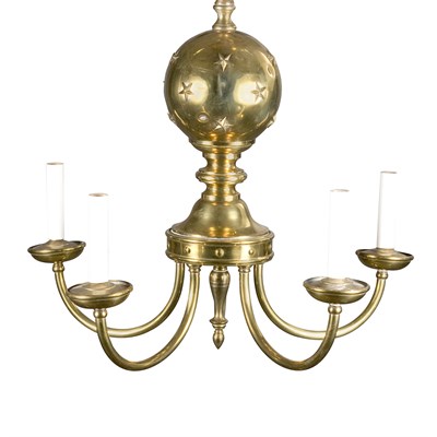 Lot 470 - French Brass Five-Light Chandelier Height 22...