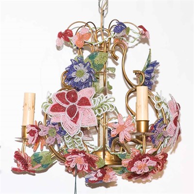 Lot 469 - French Beaded Chandelier; Together with a Pair...