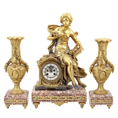Lot 344 - Louis XVI Style Gilt Spelter Allegorical...