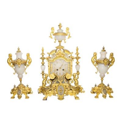 Lot 621 - Louis XVI Style Gilt-Metal and Alabaster Clock...