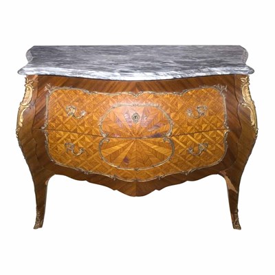 Lot 154 - Louis XV Style Parquetry Inlaid Walnut and...