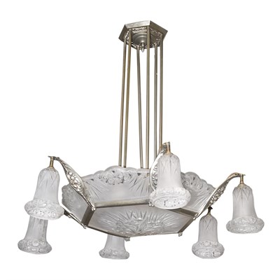 Lot 457 - French Art Deco Pewter Finished Brass and...