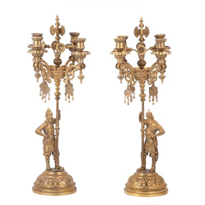 Lot 276 - Pair of Russian Gilt-Bronze Figural Four-Light...