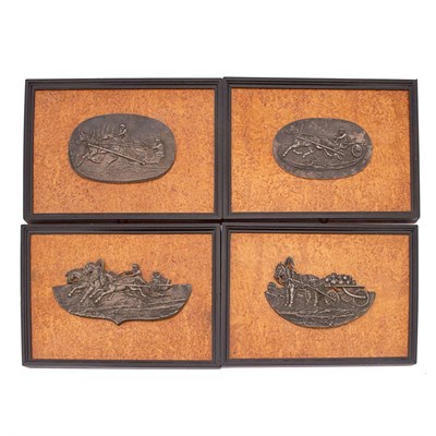 Lot 273 - Set of Four Russian Metal and Karelian Birch...